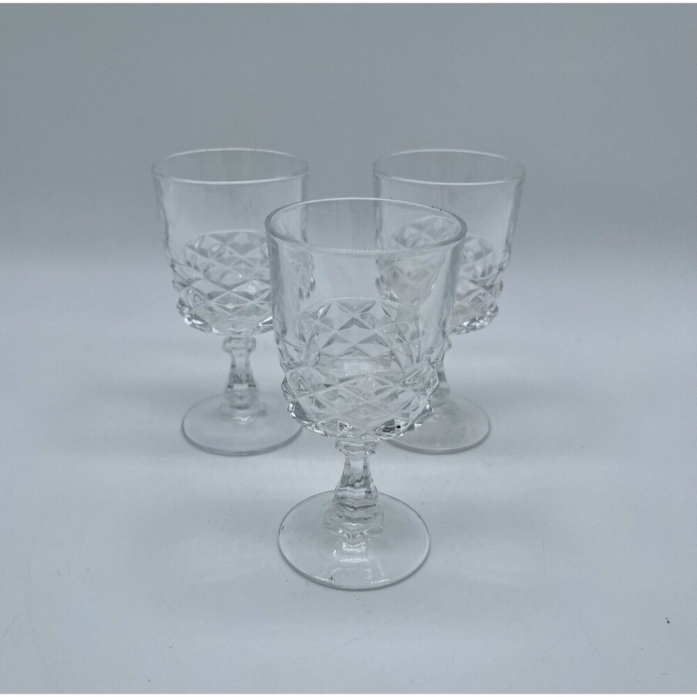 Cristal D' Arques Lead Crystal Diamond Cut Cordial Glasses Set of 3